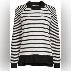 Time & Tru Black/White striped pull over sweater